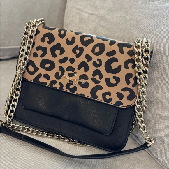 Kate Spade Tan and Black Leopard Crossbody Bag - Picture 1 of 5